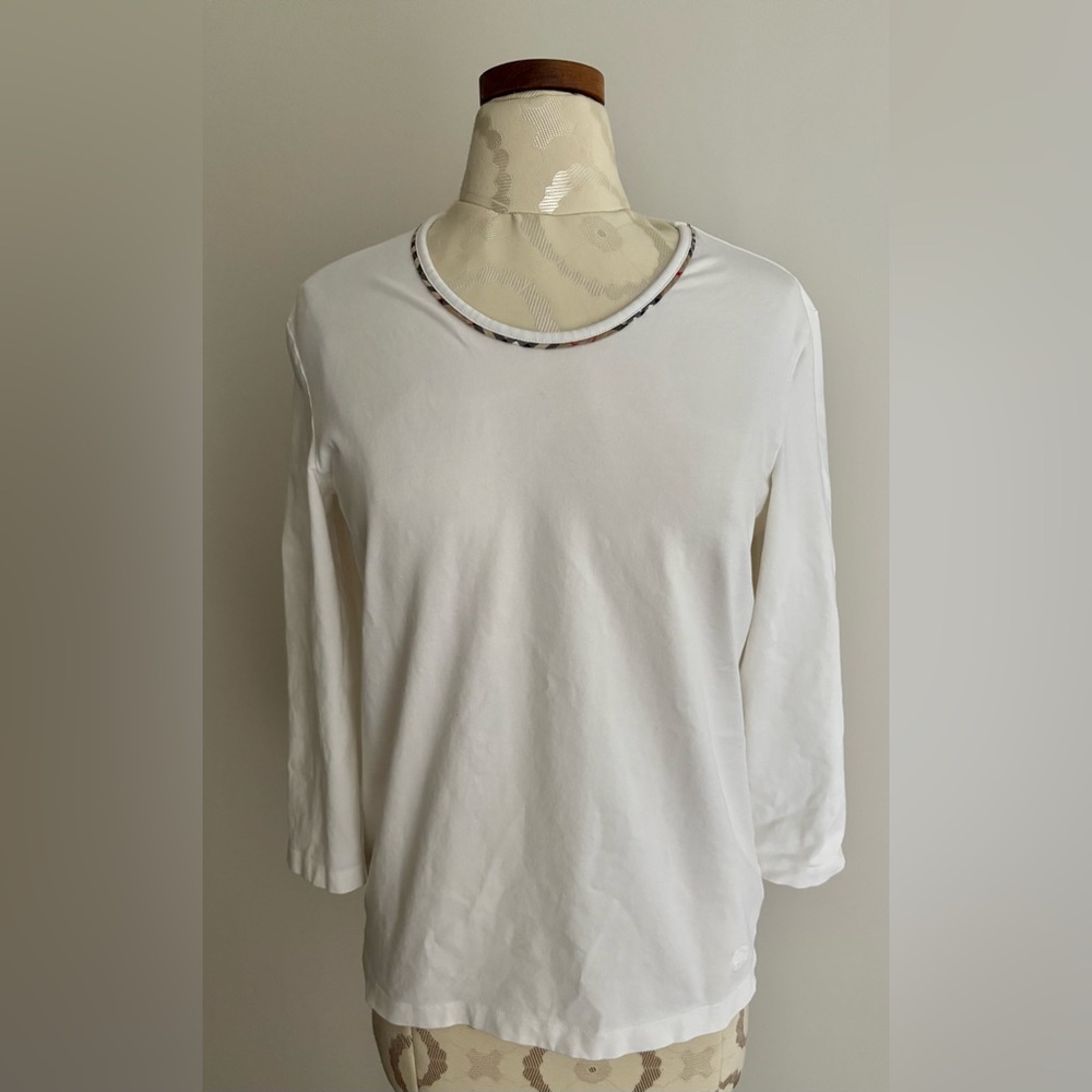 BURBERRY White Shirt w/ Nova Signature Trim Size Small